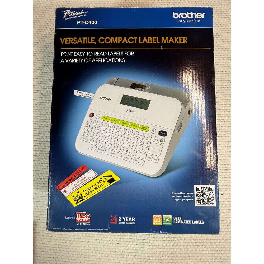 Brother P-Touch PT-D400 Electronic Label Maker Compact Desktop Printer White